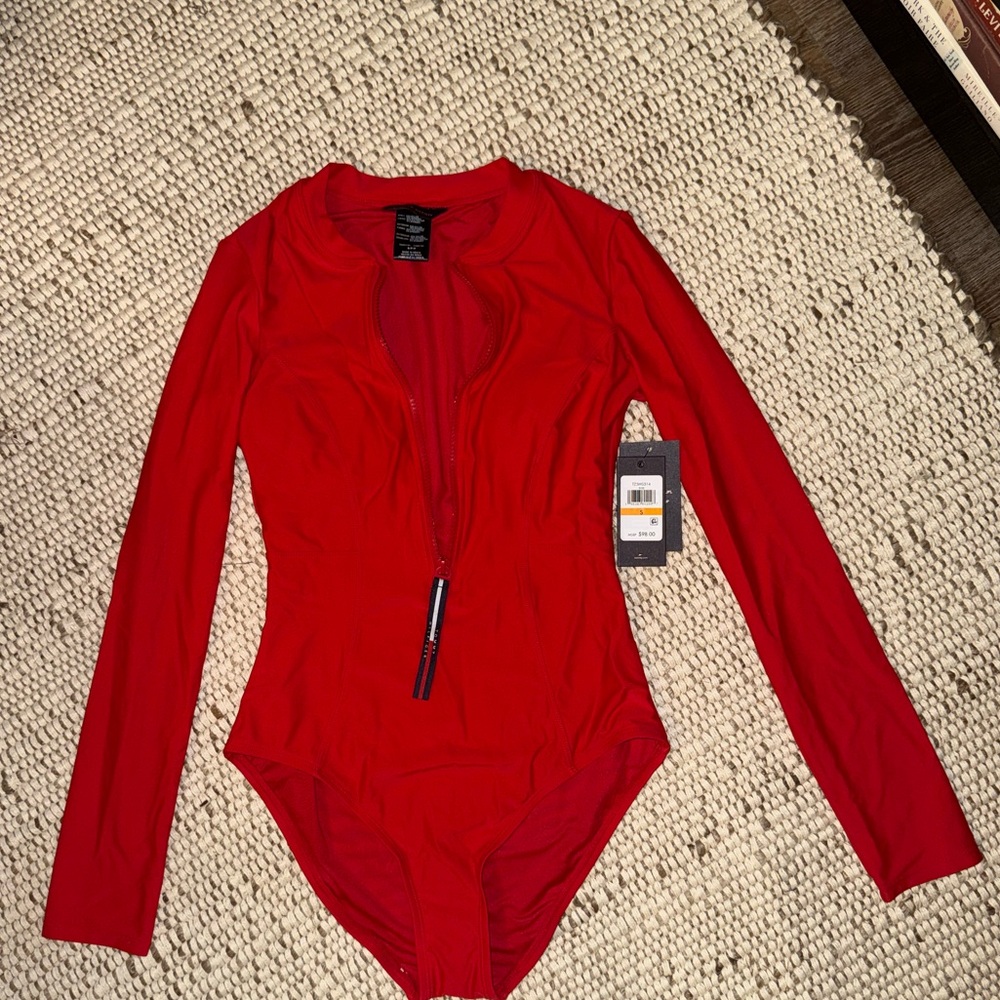 Tommy Hilfiger Bold Red Swimsuit - Picture 2 of 5
